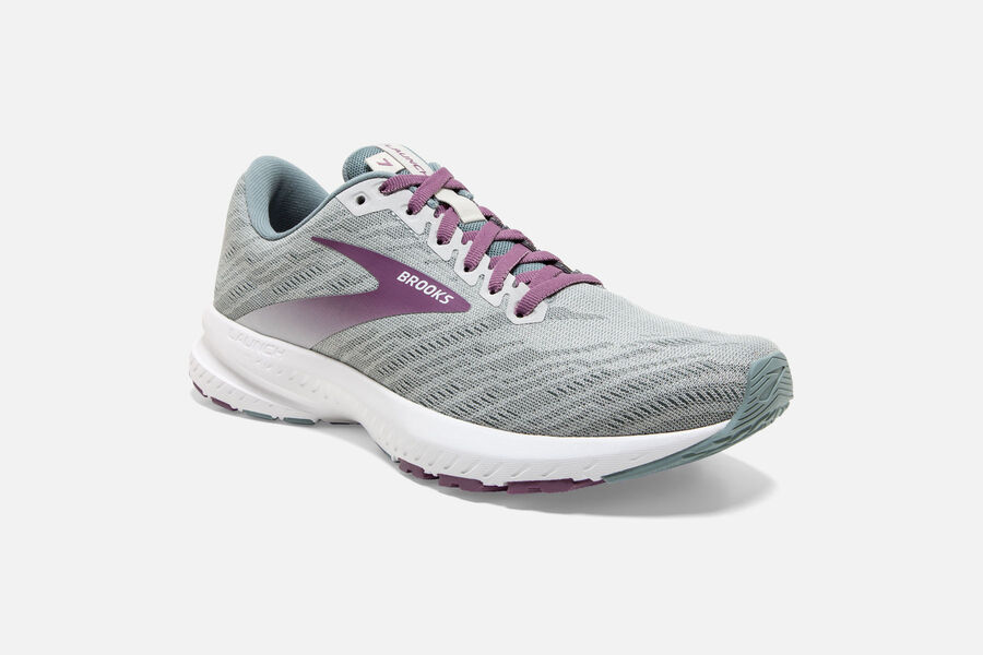 Brooks Launch 7 Road Running Shoes - Womens - Grey/Purple - HT1642597